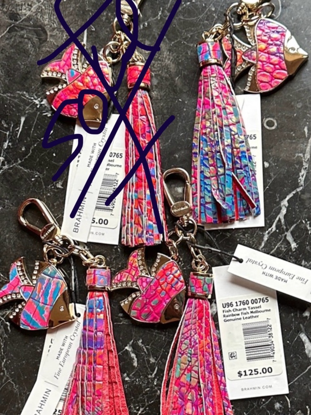 Brahmin Tassel Rainbow Fish Melbourne Charm, 3 available priced as each
